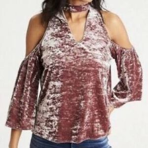 AE Velvet open shoulder top